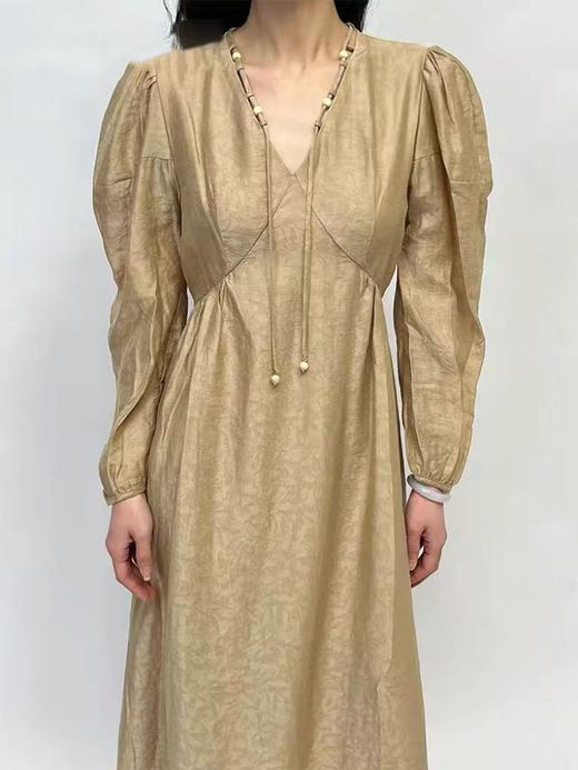 中秋大力度清仓~（不支持退）NO退~｛ 连衣裙系列 ｝83%天丝暗纹V 领提花设计感连衣裙24092-喜出 商品图1