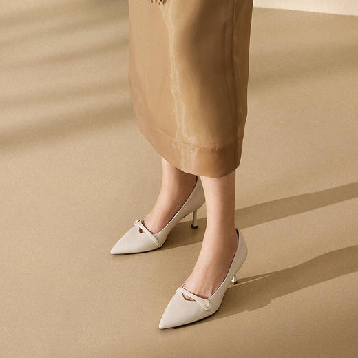 【静音系列】千百度裸色细高跟鞋女款通勤浅口单鞋A25157762 商品图2