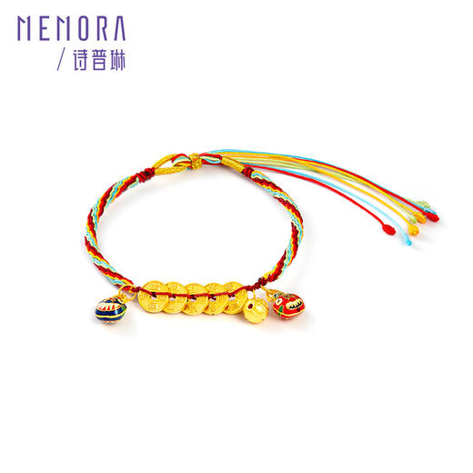 【新品首发】足金五帝币吞金兽手链 五帝钱财源滚滚黄金钱币彩绳手链MEMORA诗普琳HB348601 商品图5