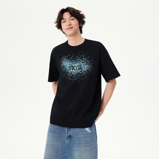 YKYB黄子韬短袖T恤全棉舒适透气手绘满天星印花重工上衣Y52NDT026 商品图2