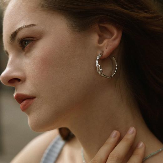 【蔡文静于文文同款】alodia.co 品牌直发 熔岩耳环 复古肌理感大圈hoop百搭量感存在感 商品图3