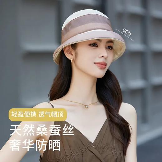 紫宝桑蚕丝和纸轻便时尚百搭前翘防晒气质简约渔夫帽 商品图0
