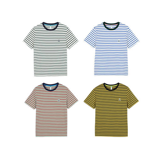 【出游季特惠】ACMEITEM爱棵米户外情侣条纹针织短袖棉感合体圆领体恤上衣男女GAG3440255C 商品图4