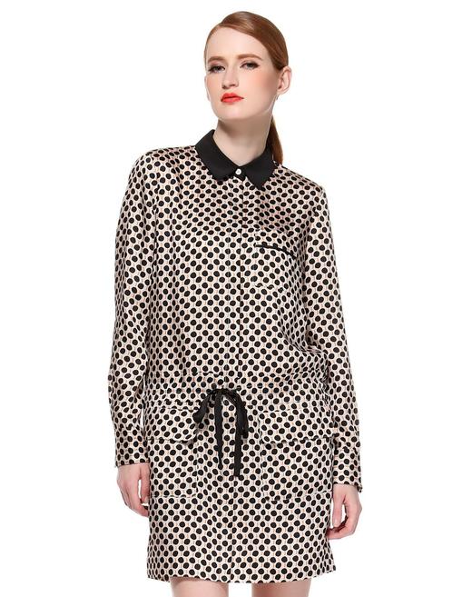 1003000364478 the address by EQ:IQ 黑/卡其色印花潮流个性长袖连衣裙 商品图0