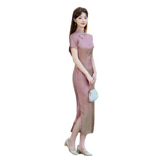 GX素雅时尚改良新中式长款短袖旗袍2025春夏新款年轻女士旗袍 商品图4