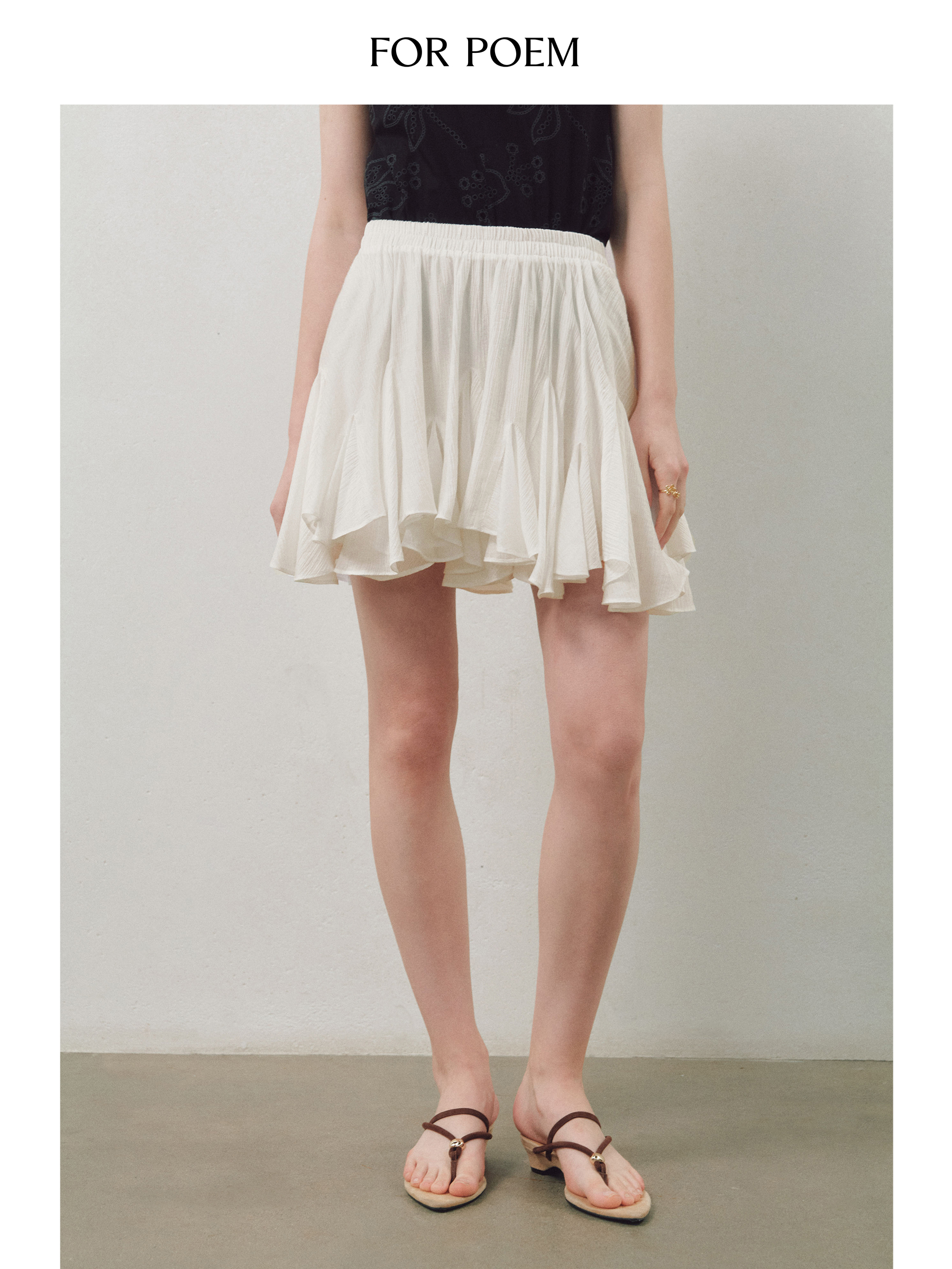 ForPoem 现货 25/SS原创设计夏日风铃防走光内衬不规则荷叶边半身裙