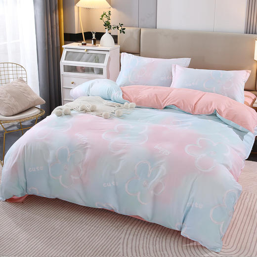 悦家全棉四件套全棉印花四件套被套200*230 床单双枕套YJ-13503 商品图3