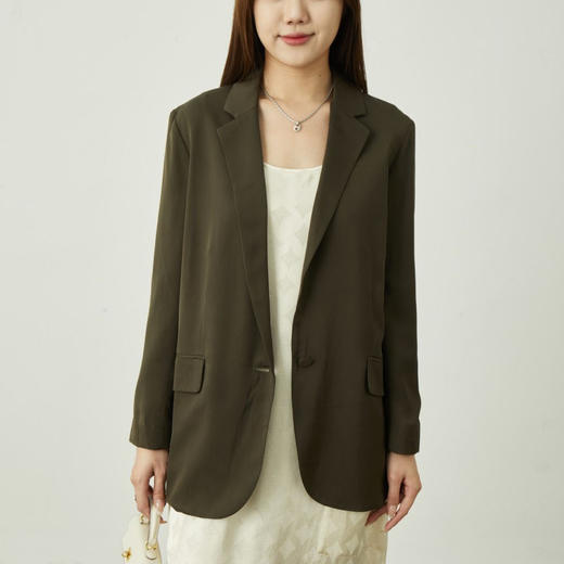 「K」洛诗琳05243气质阔版西装外套2025翻驳领真丝西装外套82937 商品图0