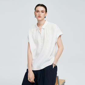 棉仓363604032-初棉亚麻连袖短袖宽松显瘦衬衣