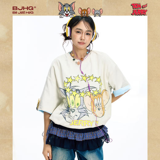 【陈艺文同款】猫和老鼠联名 BJHG不计后果童趣短袖T恤男款夏季凉感速干半袖 商品图1