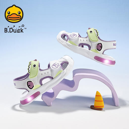 B.Duck小黄鸭童鞋夏季男女童凉鞋包头亮灯鞋22-30 B2686847 商品图4
