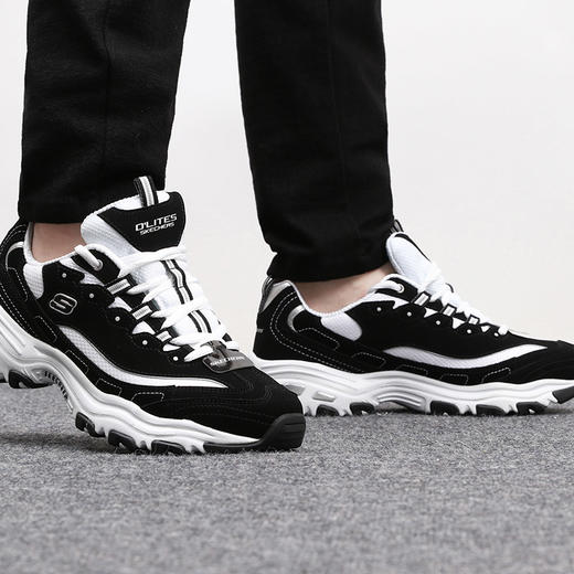 斯凯奇D'LITES 1.0时尚绑带运动鞋/熊猫鞋 男款黑白色 商品图1