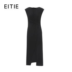 EITIE爱特爱极简黑色无袖高腰a字显瘦连衣裙夏季新款8207918
