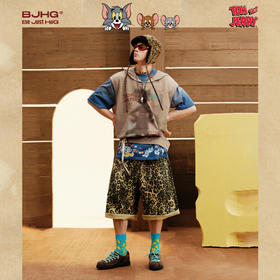 【张星特同款】猫和老鼠联名  BJHG不计后果连帽背心男款夏季纯棉坎肩无袖t恤