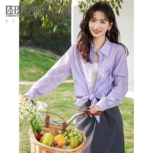 【专属特价】熙世界防晒衬衫女长袖夏季薄款设计感户外遮阳开衫上衣2025年新款 商品图0