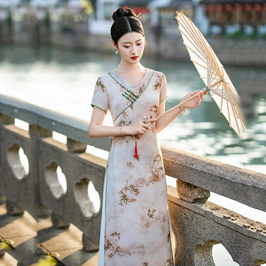 显瘦低领妈妈装，传统改良旗袍ZQ60039 商品图1