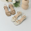 经典鲨2025年夏季新品时尚简约4.5cm甜美蝴蝶结中粗跟凉鞋女KW385-529011 商品缩略图3