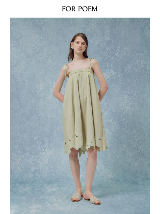 ForPoem 现货 25/SS原创设计棉感重工刺绣花边下摆半身裙 商品图4