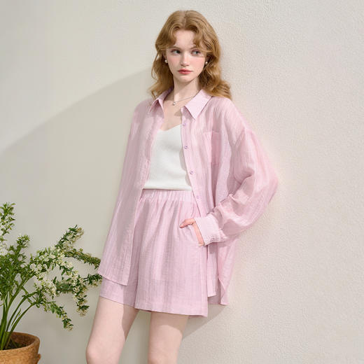 【欧若风穿搭】天丝轻薄套装女春夏衬衫搭短裤两件套V0850325 商品图2