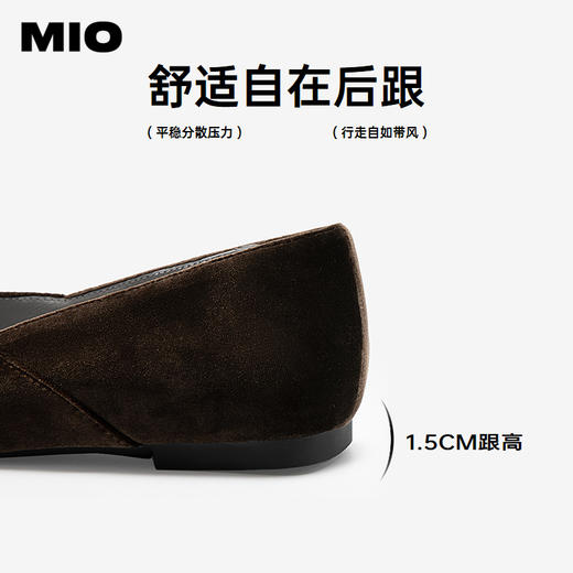 MIO米奥丝绒芭蕾鞋蝴蝶结玛丽珍平底法式浅口单鞋女M254401605 商品图4