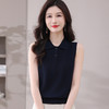 CC-101-31801纯色修身无袖针织背心女2025新款夏季薄款减龄翻领冰丝上衣T恤女 商品缩略图1