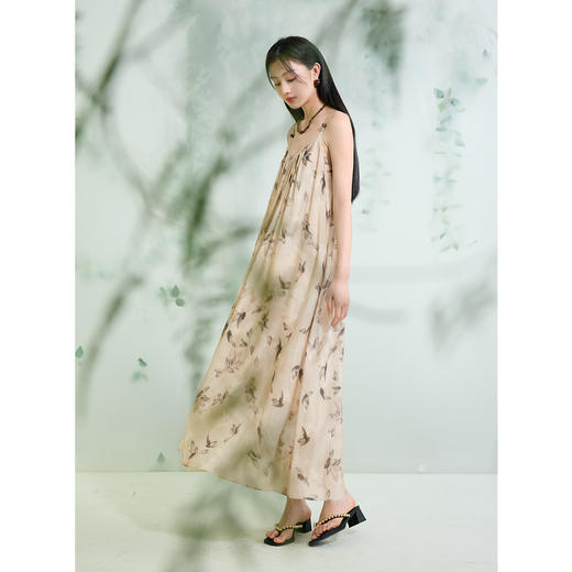 三彩【栖夏沐风】2025夏季新款新中式印花宽松吊带裙连衣裙女C 商品图1