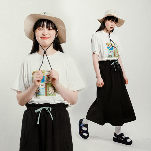 【童品会专属】#ACMEITEM爱棵米 户外四宫格米米T恤圆领宽松印花防晒短袖上衣男女GAG3440762C 商品图1