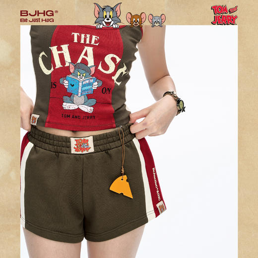 【猫和老鼠联名】BJHG不计后果辣妹拼接短裤女2025新款夏运动裤子 商品图1