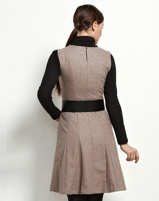 4893915742167 JOAN&DAVID 名媛气质时尚灰啡色圆领无袖连衣裙 商品图1