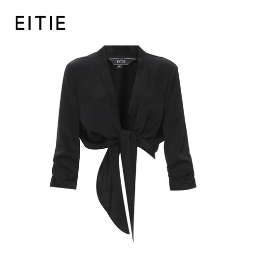 EITIE爱特爱夏季新款舒适显瘦通勤系带衬衫上衣8213912 商品图8