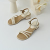 经典鲨2025年夏季新品气质简约一字带露趾后空中粗跟凉鞋女KW119-529051 商品缩略图1