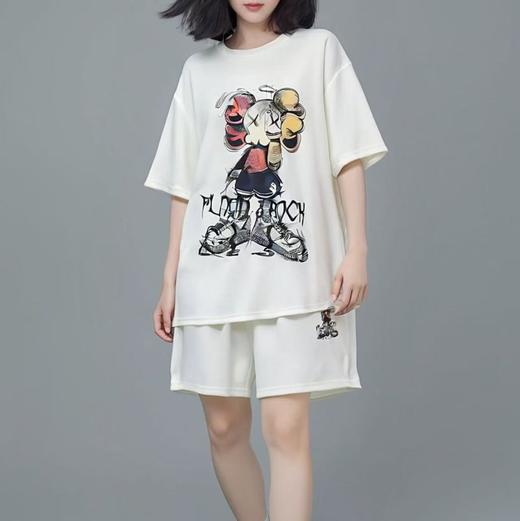 福利推荐~｛ 套装 ｝珠地网眼米色趣味卡通短袖➕短裤两件套-喜出 商品图1