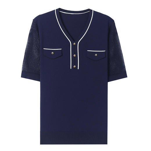 CC-MY-1216纱袖上衣女小香风冰丝宽松针织衫漂亮洋气夏装2025新款短袖t恤女 商品图4