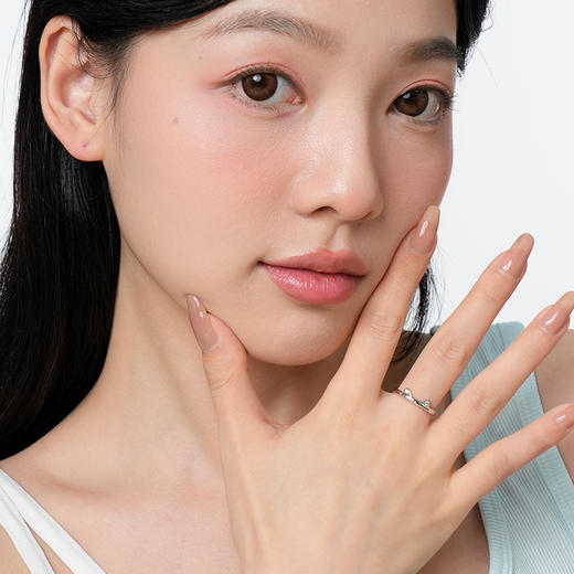 卡蒂罗/KADER 猫咪日记情侣对戒 萌趣猫耳生动立体俏皮设计开口可调节素圈一对 甜美可爱闪钻配饰恋爱频率 925银 商品图7