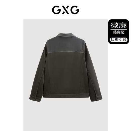 GXG男装 明线设计pu皮夹克男撞色拼接外套宽松潮流夹克 春秋热卖夹克 商品图1