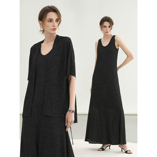 COCOBELLA垂顺银葱针织连衣裙夏无袖背心式知性长裙FR3197-2 商品图1