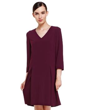 4894415371840 JOAN&DAVID 深酒红色贵妇气质八分袖连衣裙