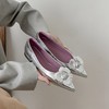 【预售5天】魅紫！淑女甜美新品丝绸羊皮真皮花朵浅口单鞋FDME&FD9117-1 商品缩略图0