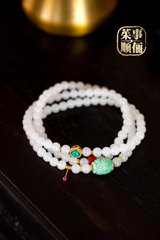【茱事顺俪】18K黄金翡翠和田玉项链 商品图3