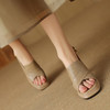 【预售5天】头层羊皮露趾粗跟一字扣带凉鞋女夏季新款女鞋简约时尚高跟鞋DPJ&2531A 商品缩略图2
