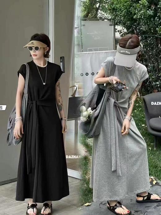 老米优品🎈 3-5天！ 博主风，设计款！《简约法式腰部系带设计连衣裙 》懒人zui爱！轻柔，弹力，人棉，夏日清爽感get~ ~~Q250507A 下架 商品图6