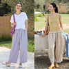 绽放旅行女装226朵/凉凉裤天丝麻松紧腰长裤系带透气舒适休闲裤女 商品缩略图1