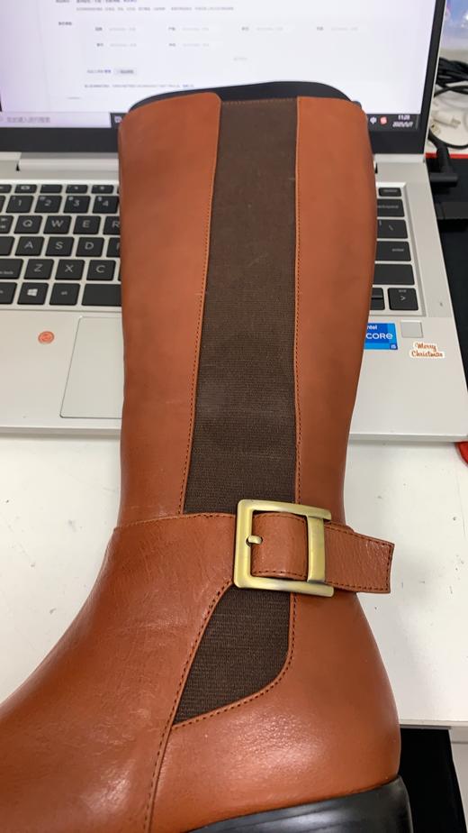 JZPZN542DS1DG7220   真美诗Joy&Peace   真美诗冬季专柜同款牛皮女靴韩版中跟长靴高筒靴棕色【以实物图为准】 商品图7