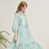 欧若风薄荷曼波度假风七分袖连衣裙女春夏晕染印花长裙V0750287 商品缩略图2