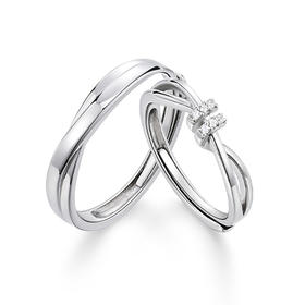 KADER卡蒂罗 爱意交织情侣对戒 S925银 开口可调节戒指 一对 男女同款情侣款 （女戒不支持刻字）