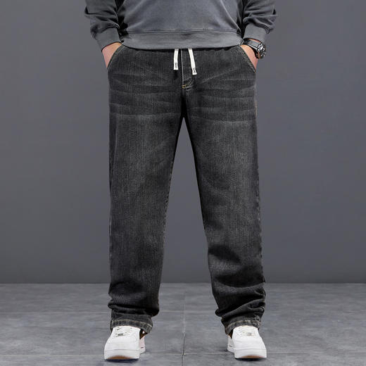 【DYG】大依优型大码男装松紧腰牛仔裤弹力直筒显瘦长裤子胖子加肥加大 商品图2