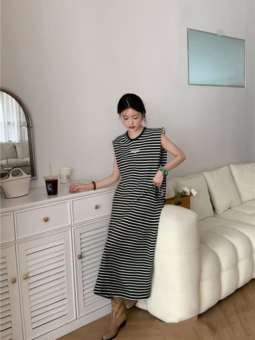 【限八一促】福利推荐~｛ 连衣裙系列 ｝品质韩国条纹无袖夏新款法式慵懒风宽松显瘦连衣裙-喜出 商品图1