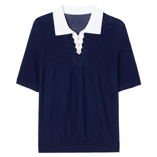 CC-翻领撞色上衣夏季气质轻奢漂亮小衫2025新款女士冰丝短袖t恤洋气 商品图4