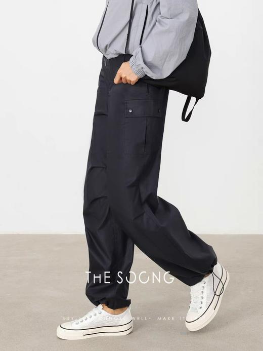 THESOONG"松弛新章"100%棉舒适呼吸感抽绳收脚中腰休闲裤HWKZ6480 商品图3