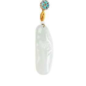 【天然正品】天然细腻糯冰种花开富贵（牡丹）翡翠吊坠项链51.3*18.5*9.5MM（皆取最大值）女士现售价：980特价！090425AH07